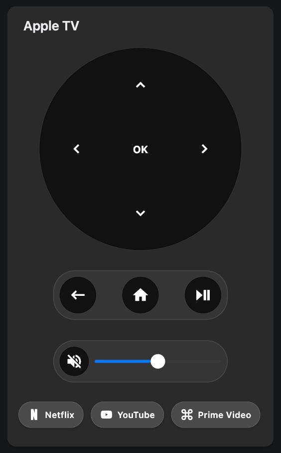 Apple TV controlled from the DOM-OS home automation app